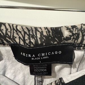 Akira Chicago Black and White Patterned Pants, Cotton & Spandex